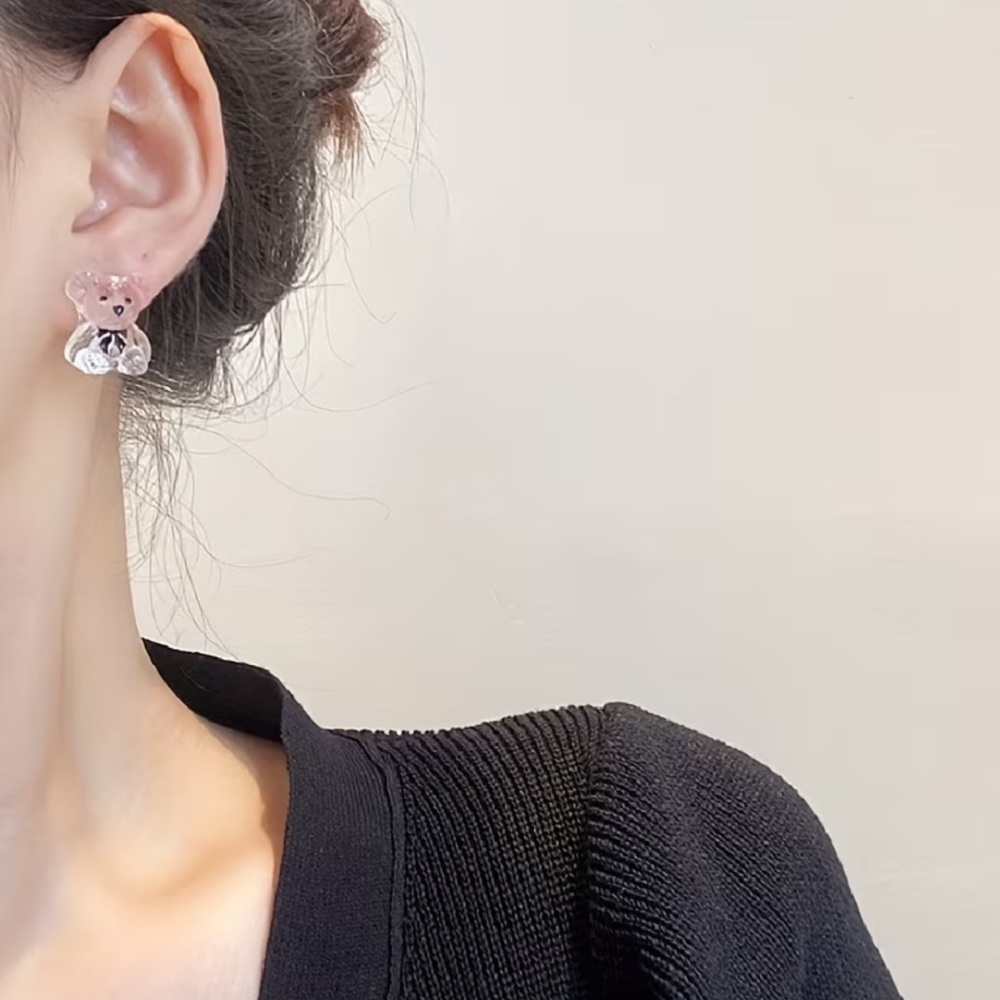 NEW Elegant Clear Bear Earrings. Unique Bear Earrings. Cute Birthday Gift 🐻 - Picture 7 of 8